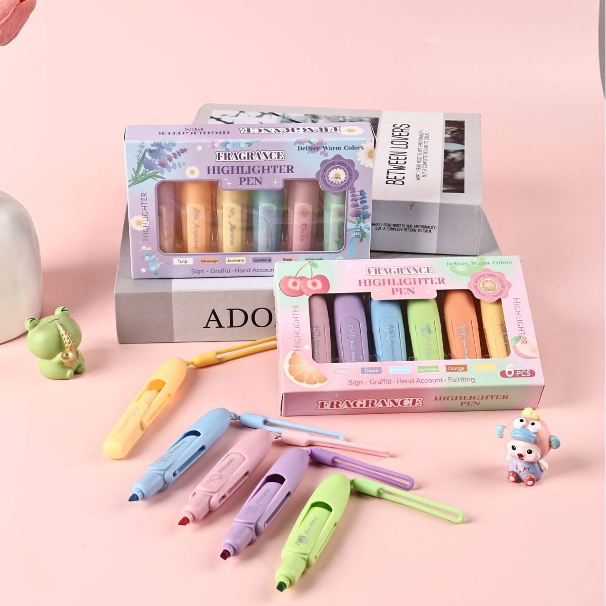 Flower Fragrant Highlighter Pen (Set Of 6)