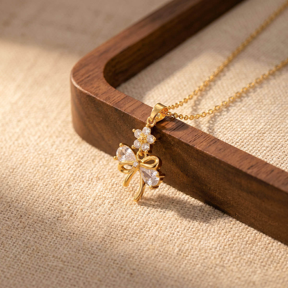 Micro-Pave Bow Necklace