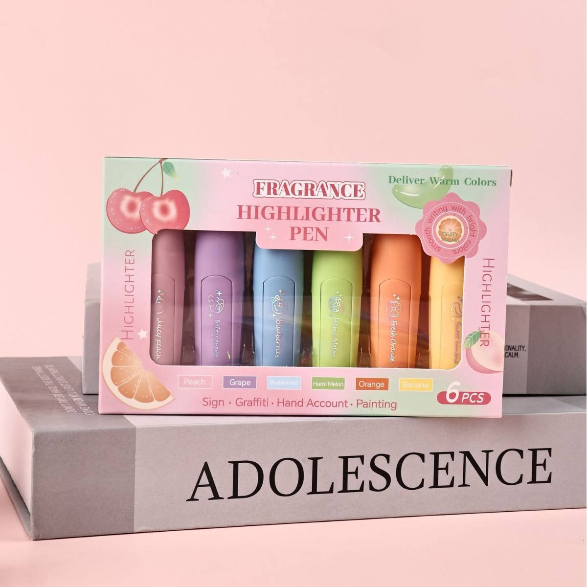 Flower Fragrant Highlighter Pen (Set Of 6)