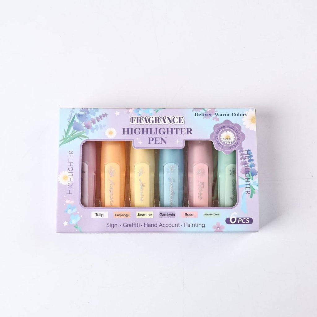 Flower Fragrant Highlighter Pen (Set Of 6)