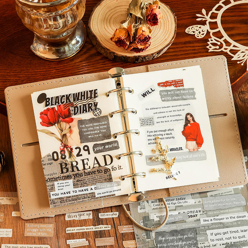 Quoted Retro Vintage Journaling Sticker Sheets ( 6 Sheets )