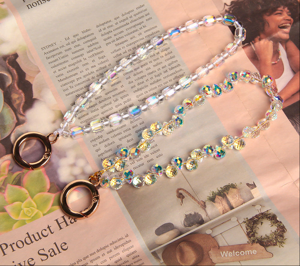 Beaded Crystal Phone Charm