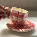Red Checks Mug And Plate