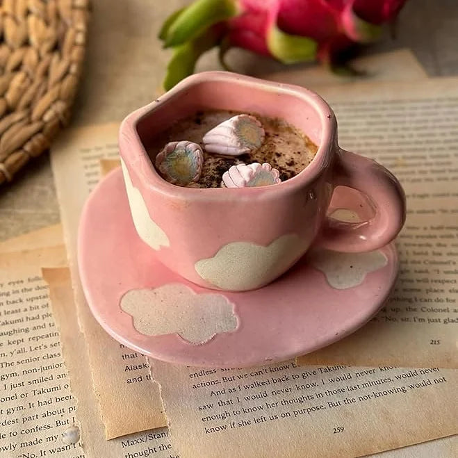 Pink Cloud Mug And Plate