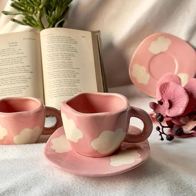 Pink Cloud Mug And Plate