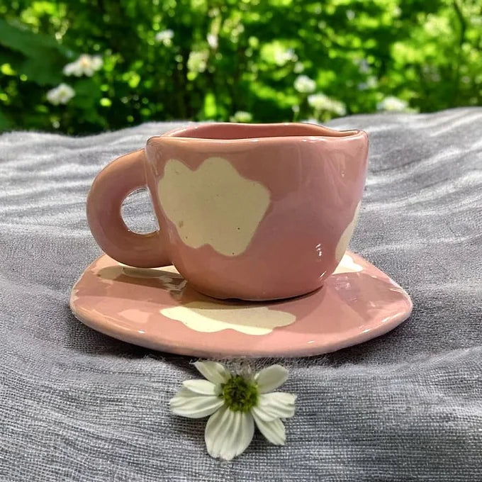 Pink Cloud Mug And Plate