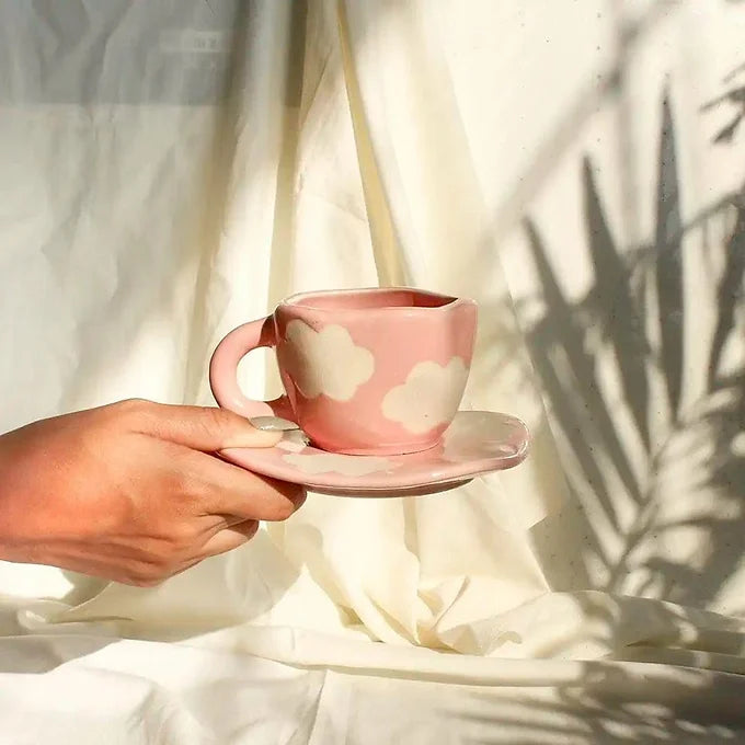 Pink Cloud Mug And Plate