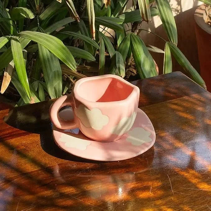 Pink Cloud Mug And Plate