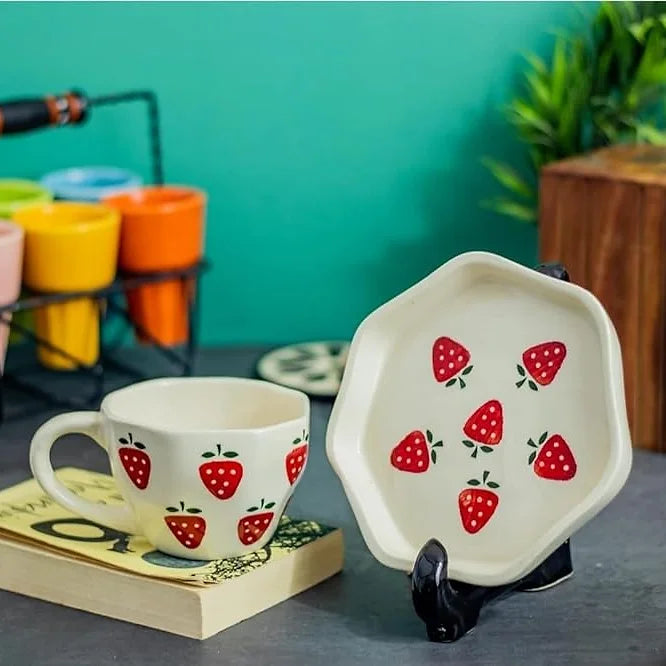 Strawberry Mug And plate