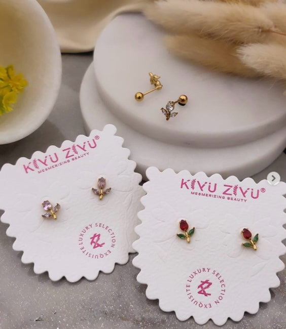 Floral Design Ball Back Studs