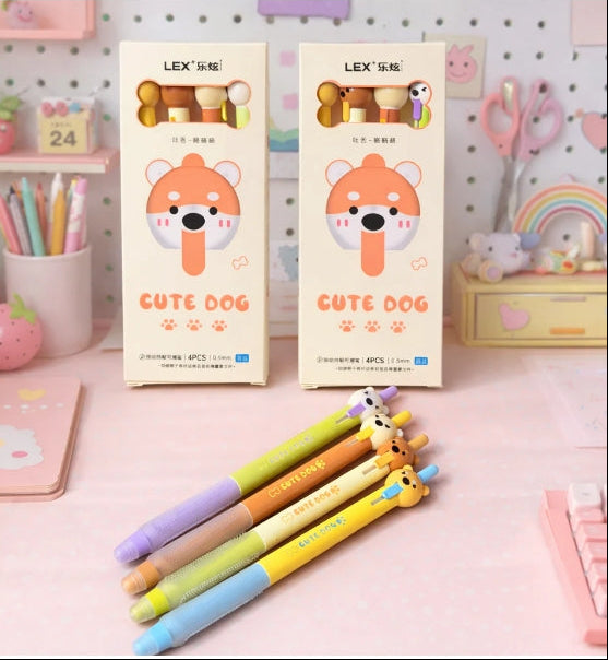 Cute Dog Erasable Gel Pen Set