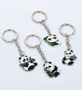 Panda With Bamboo Metallic Keychain