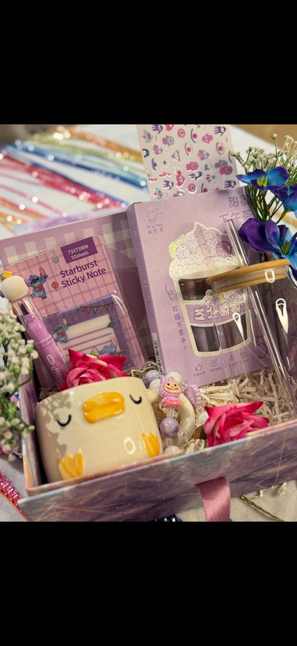 Purple Bliss Hamper in Box – Cute &amp; Aesthetic Gift Set”
