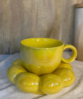 Chrome Glazed Yellow Mug And Plate