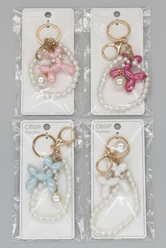 White Beads Charms Keychains