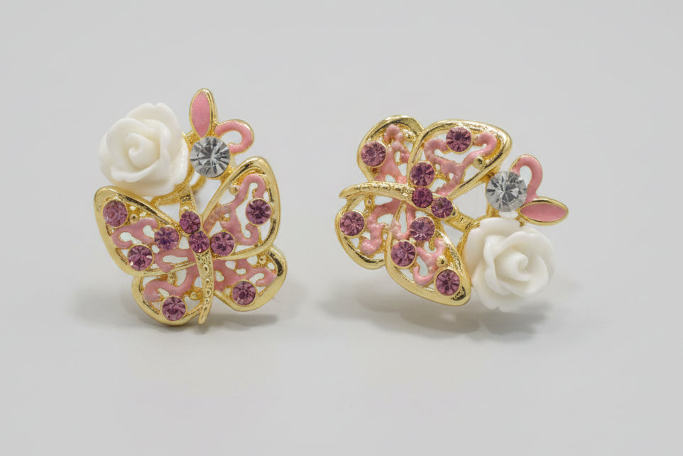 Butterfly And Rose Earring