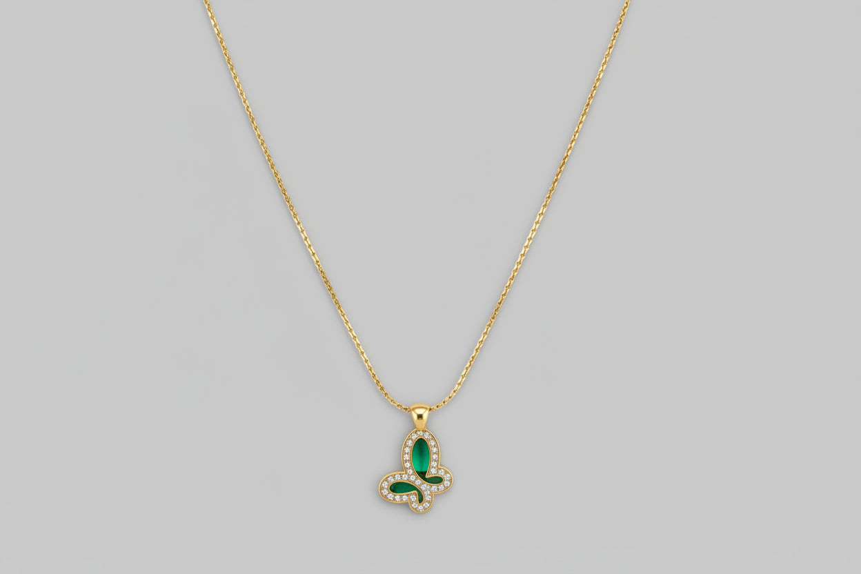 Green Butterfly Pendant Necklace