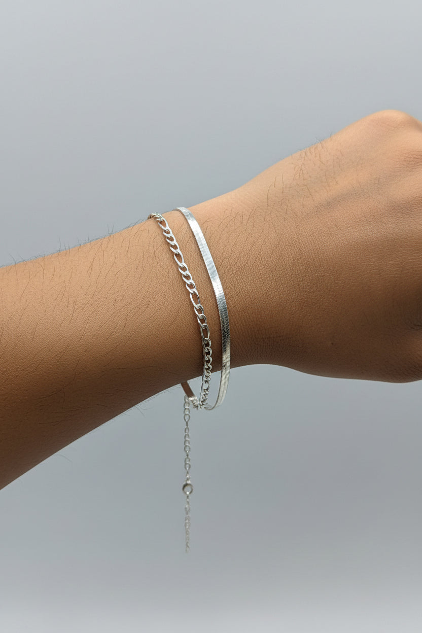 Double Chain Silver Bracelet