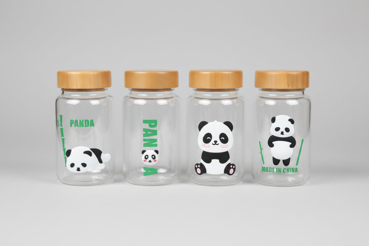 Cute Panda Glass Bottle