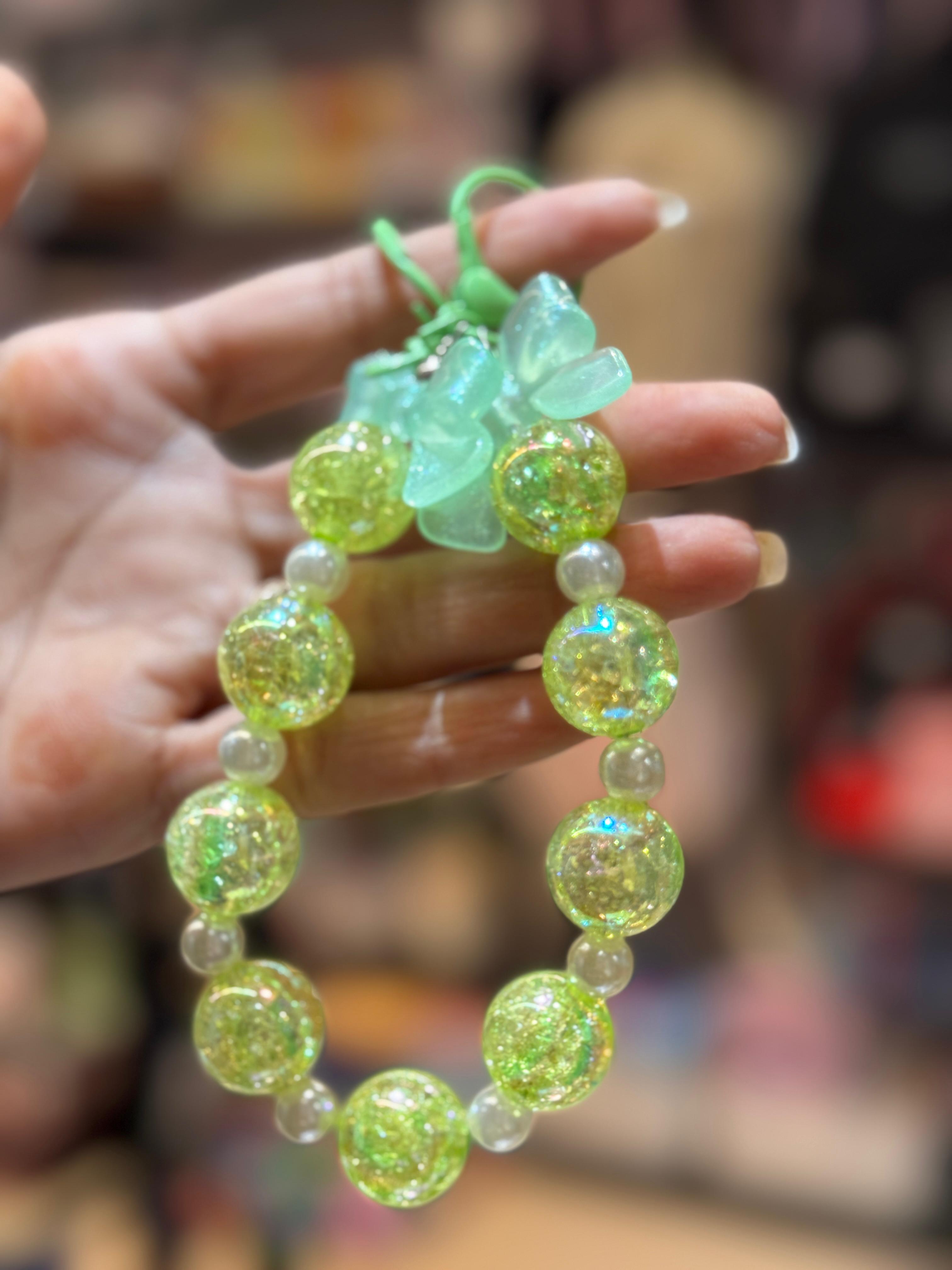 Green Bead Phone Charm