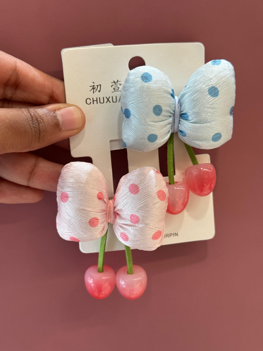 Alligator Cherry Charm Bow (1 pair)
