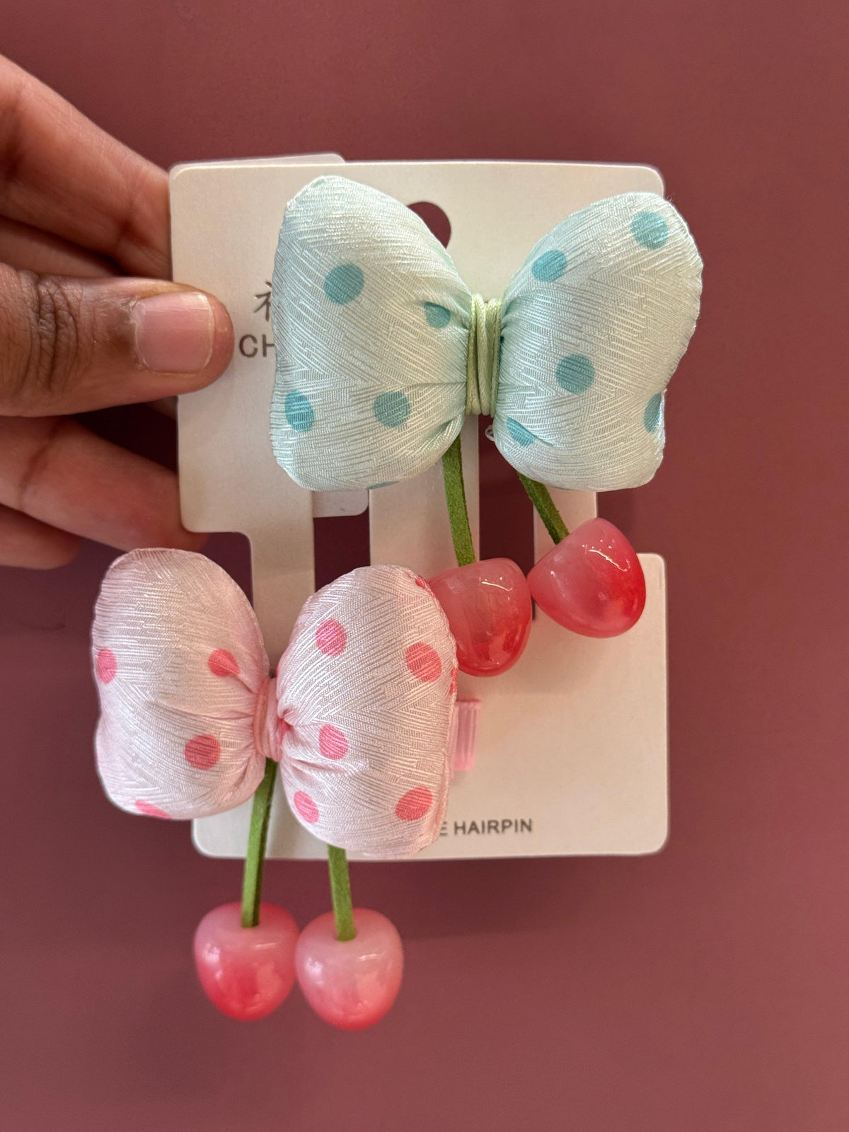 Alligator Cherry Charm Bow (1 pair)