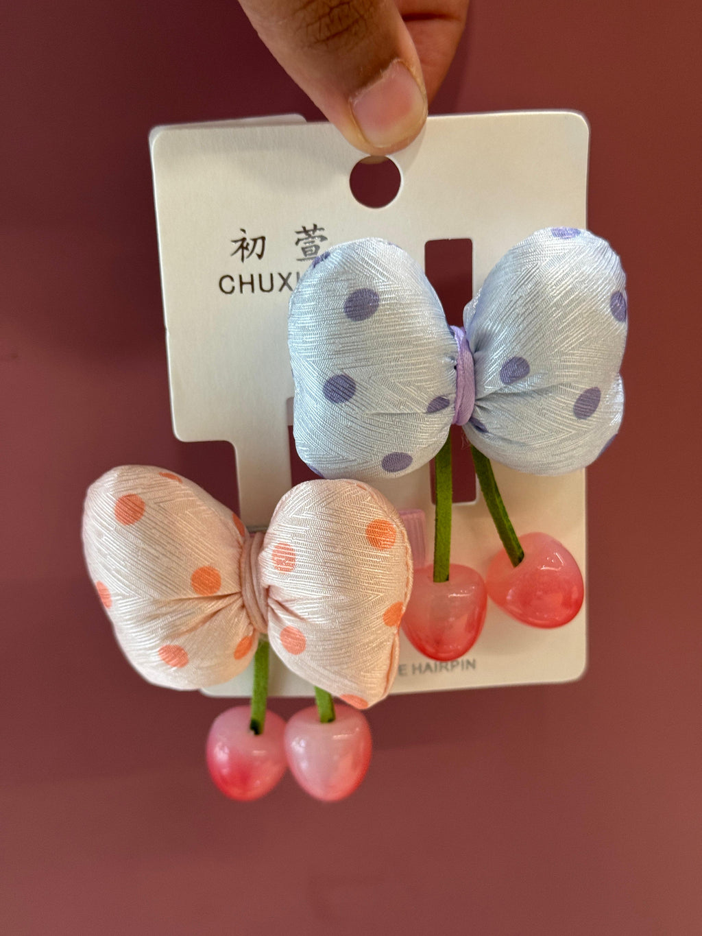 Alligator Cherry Charm Bow (1 pair)