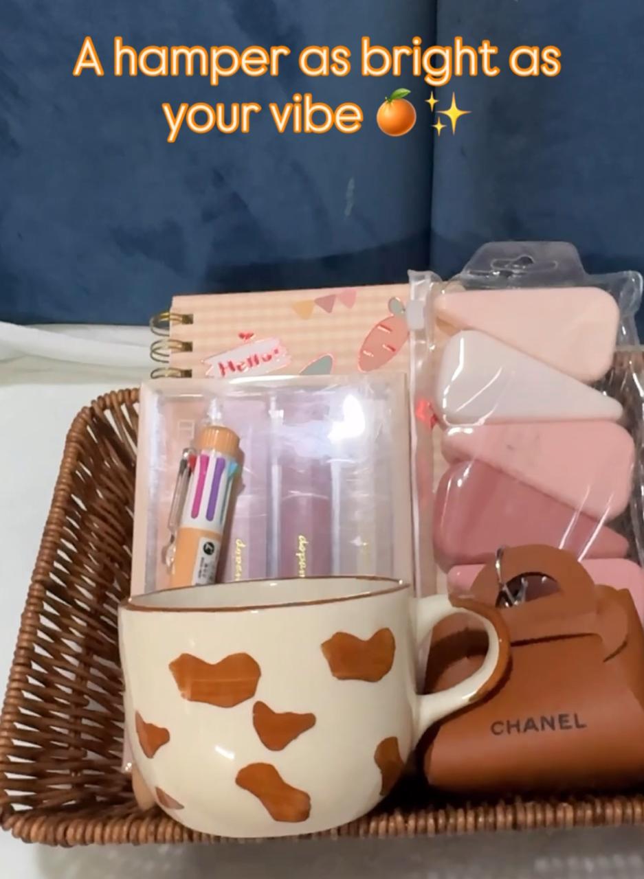 Orange Cozy Hamper (with transparent box)