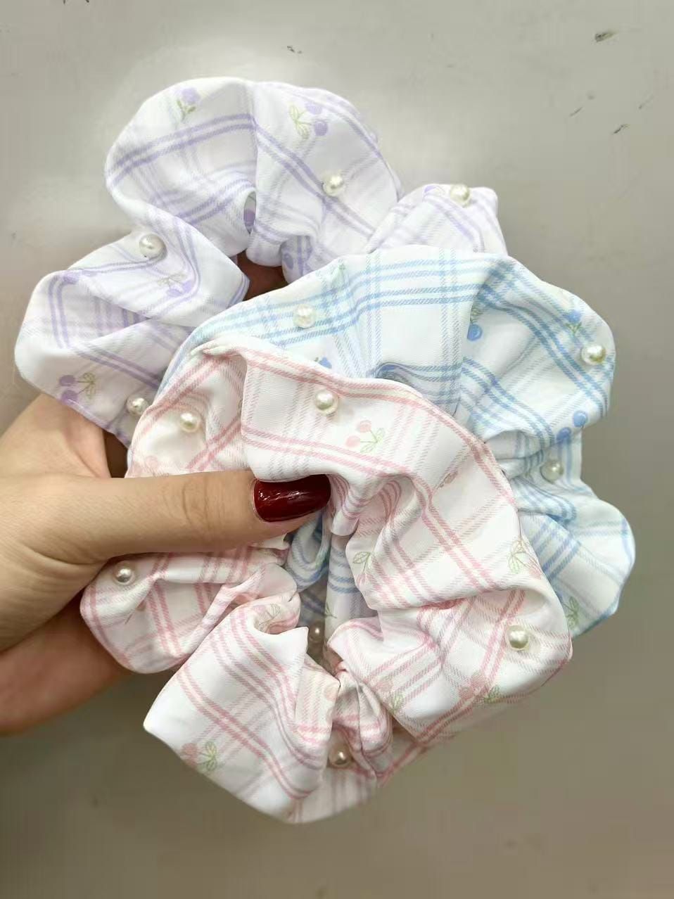 Floral Pleated Big Scrunchies