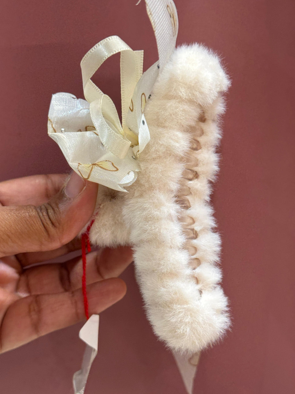 Furry Claw Clip With Bow