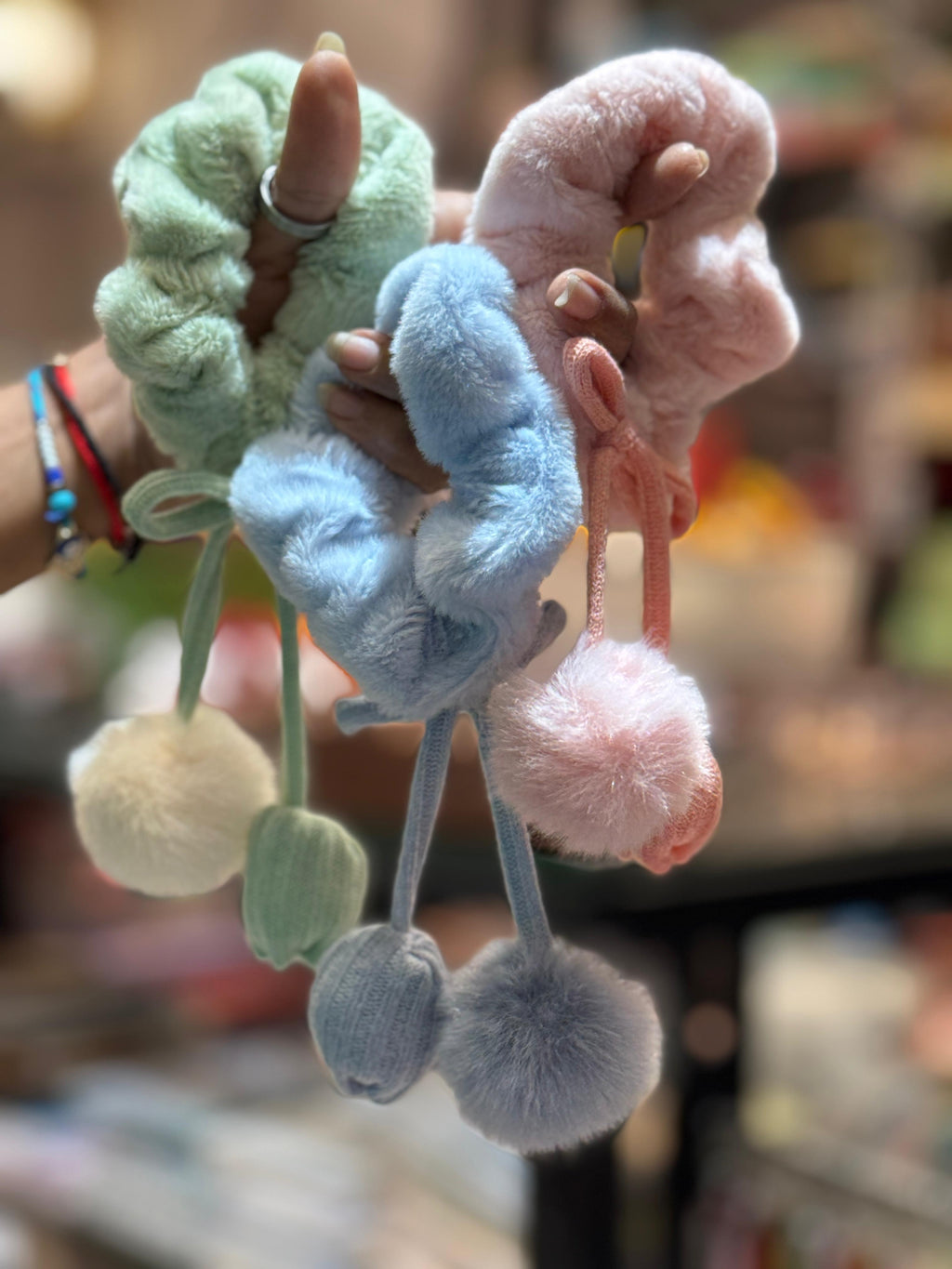 Tulip And Pom Pom Scrunchies