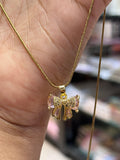 Pink Crystal Bow Necklace