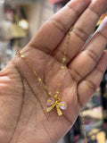 Pink Crystal Bow Necklace