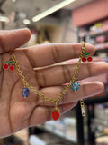 Strawberry And Cherry Charm Bracelet
