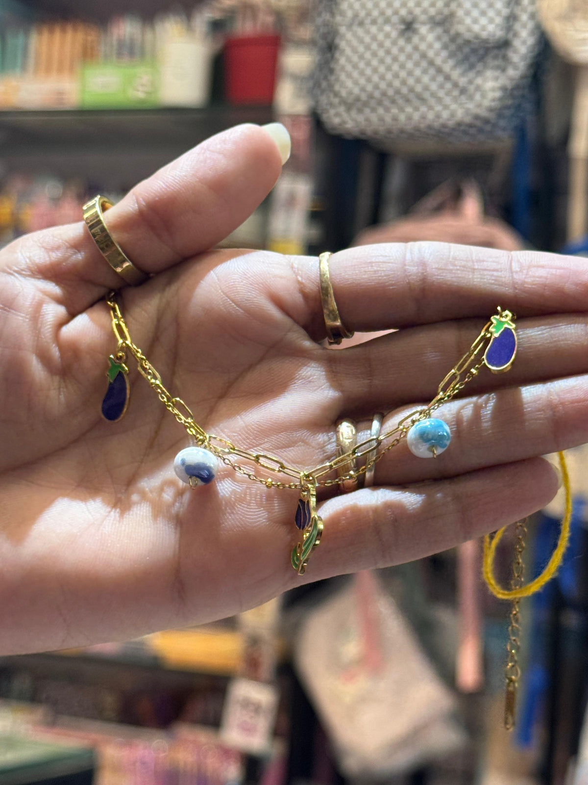 Dual Chain Eggplant Bracelet