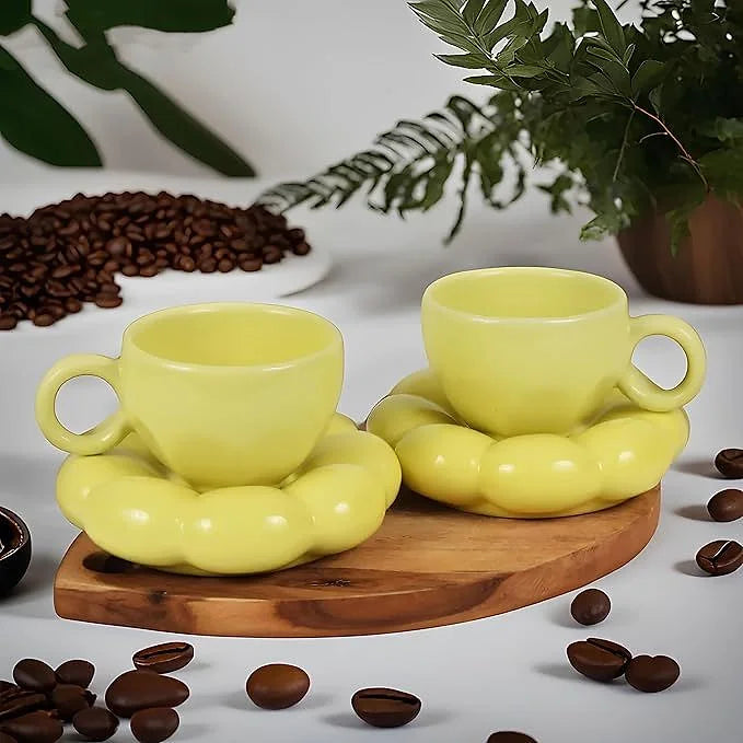 Yellow Bubble Mug and Plate