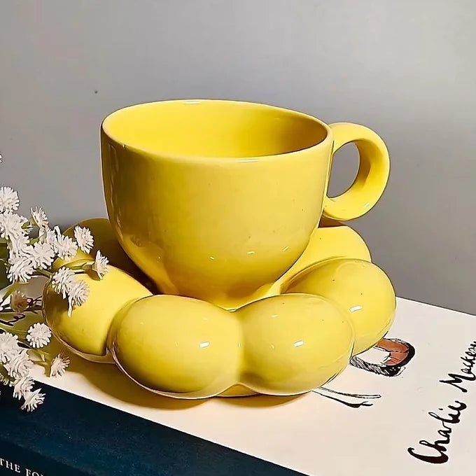 Yellow Bubble Mug and Plate