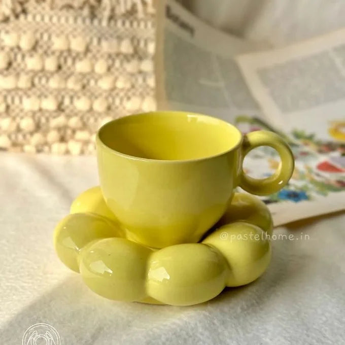Yellow Bubble Mug and Plate