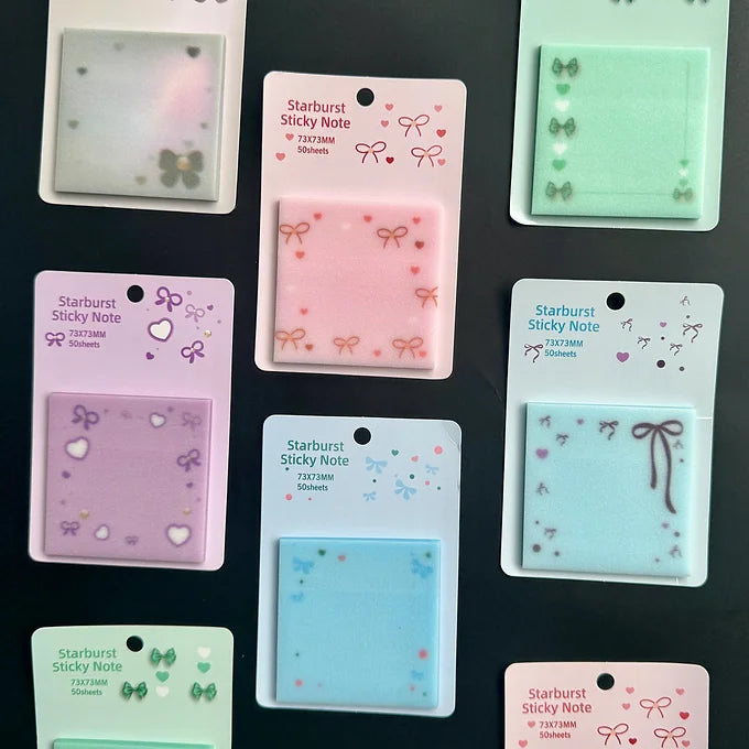 Bow Shaped Glittery Transparent Sticky Note
