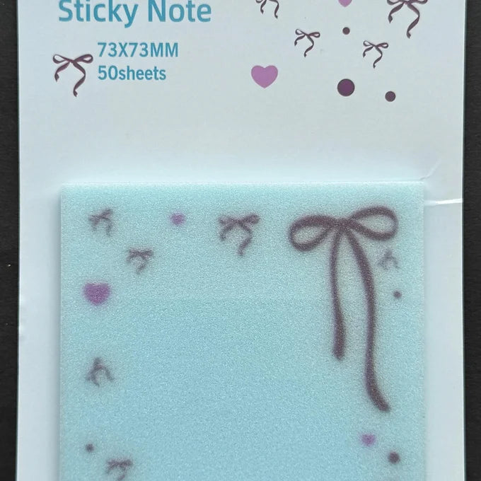 Bow Shaped Glittery Transparent Sticky Note