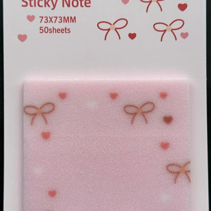 Bow Shaped Glittery Transparent Sticky Note