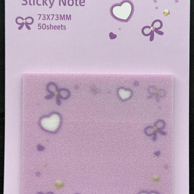 Bow Shaped Glittery Transparent Sticky Note
