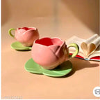 Pink Tulip Shaped Mug and Plate