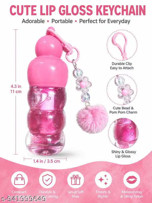 Lip Gloss With Pom Pom