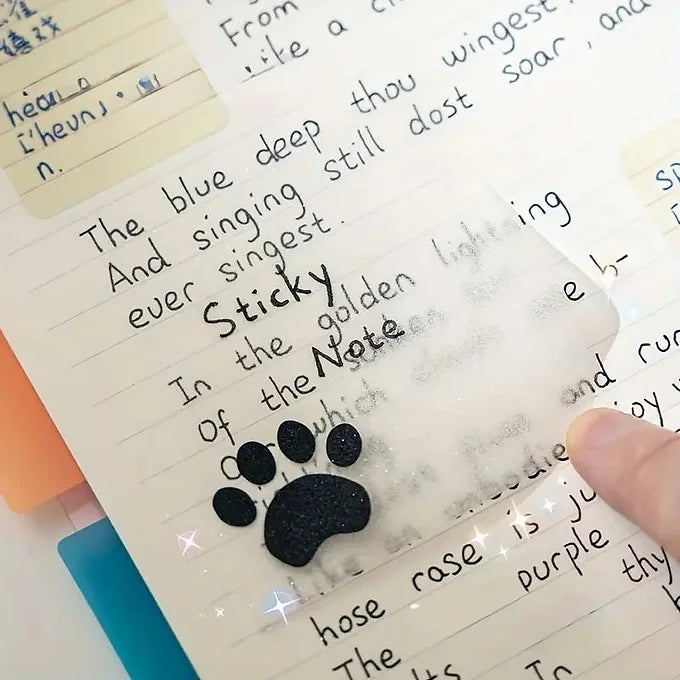 Paw Design Transparent Glittery Sticky Note