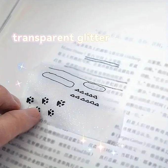 Paw Design Transparent Glittery Sticky Note
