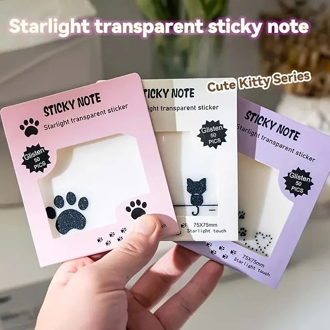 Paw Design Transparent Glittery Sticky Note
