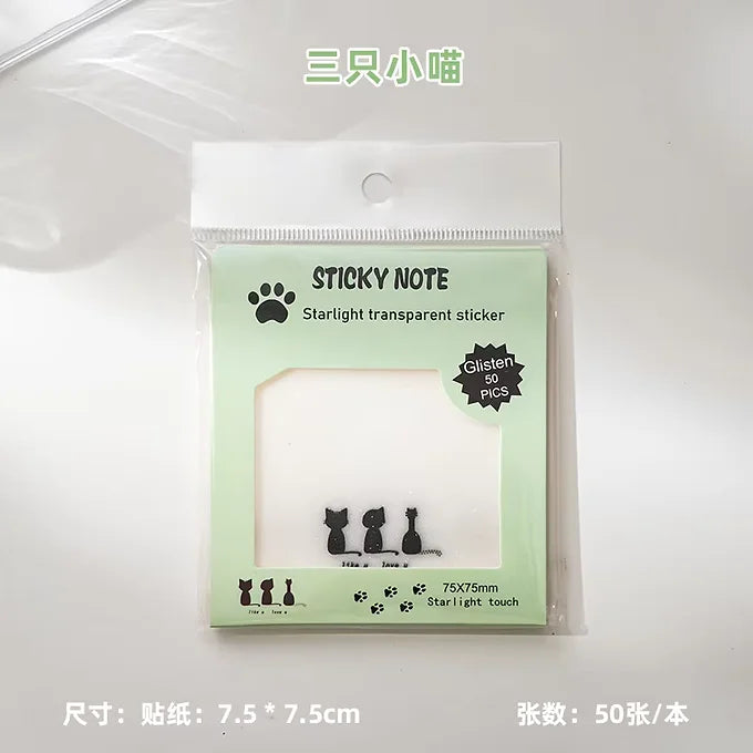Paw Design Transparent Glittery Sticky Note