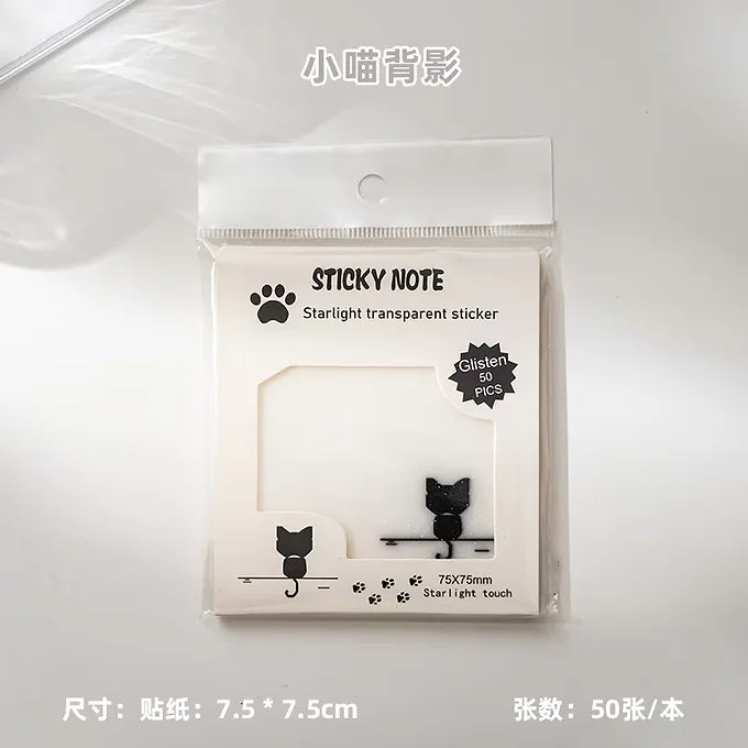 Paw Design Transparent Glittery Sticky Note
