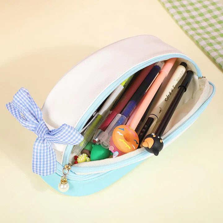 Pinteresty Bow Double Layer Stationery Pouch ( 1pc )
